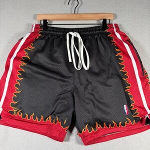 Collect Select Heat Mens Flame Mesh Basketball Shorts Large Zipper Pockets